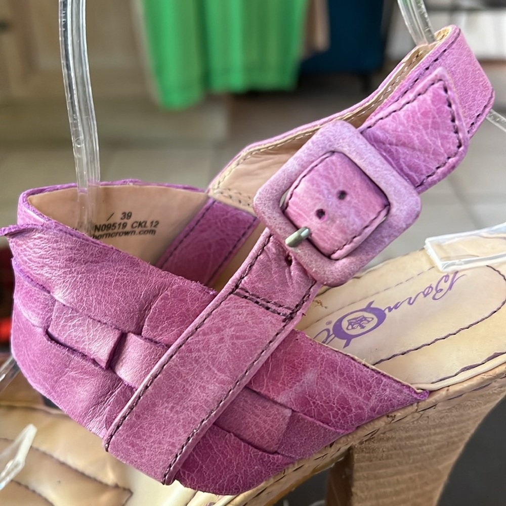 Born Crown Platform Cork and Leather Sandals in Violet Pink Sz 8 - Picture 6 of 14